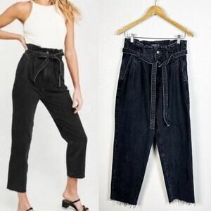 Abercrombie & Fitch Womens Mom High Rise Paperbag Waist Jeans in Black Size 10 R